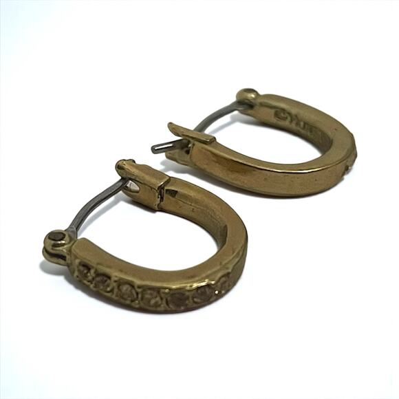 Vintage Gold Rhinestone Horseshoe Earrings - Picture 2 of 3